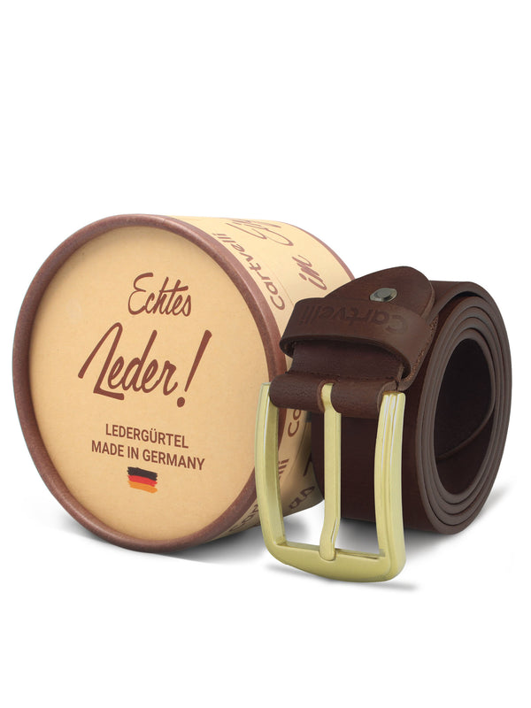 Cartvelli Vintage Ledergürtel Herren Braun 40mm inkl. Geschenkbox - Made in Germany
