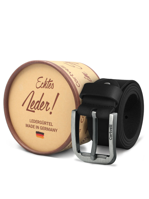 Cartvelli Premium Ledergürtel Herren Schwarz 38mm inkl. Geschenkbox - Made in Germany