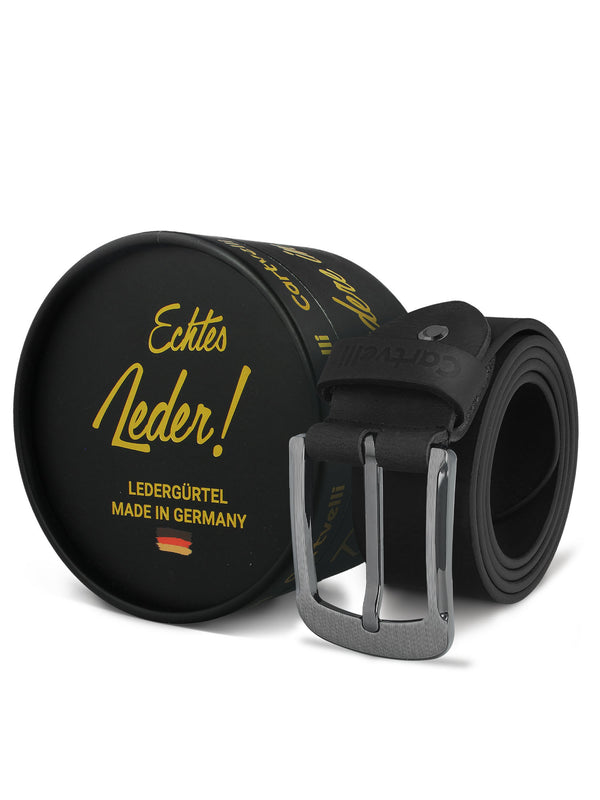 Cartvelli Ledergürtel Herren schwarz 40mm inkl. Geschenkbox - Made in Germany - Gold Edition