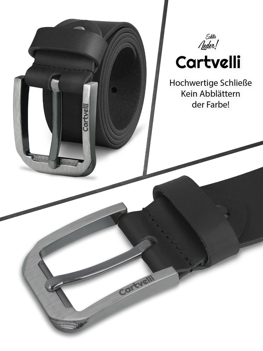 Cartvelli Herren Ledergürtel Braun 105cm Made in Germany - 40mm Echt-Leder Gürte