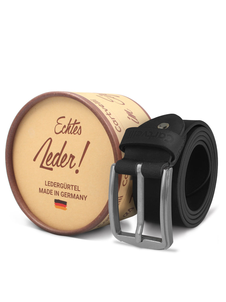 Cartvelli Vintage Herren 40mm Ledergürtel inkl. - Geschenkbox Schwarz