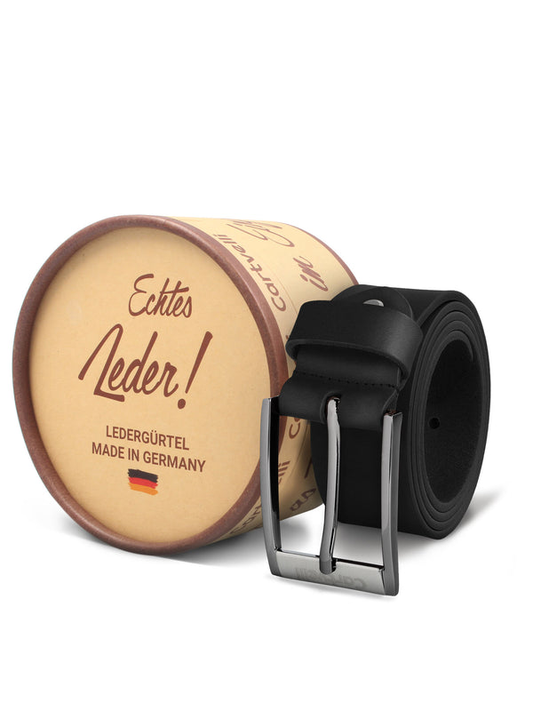 Cartvelli Business Ledergürtel Herren Schwarz 35mm mit Geschenkbox - Made in Germany