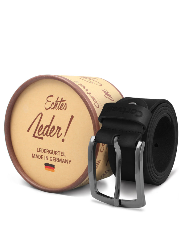 Cartvelli Ledergürtel Damen und Herren Schwarz 40mm inkl. Geschenkbox - Made in Germany