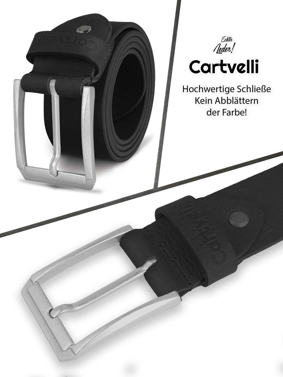 Ceinture Cuir Cartvelli Homme 40mm - Fabriqué Allemagne, Boucle Argent
