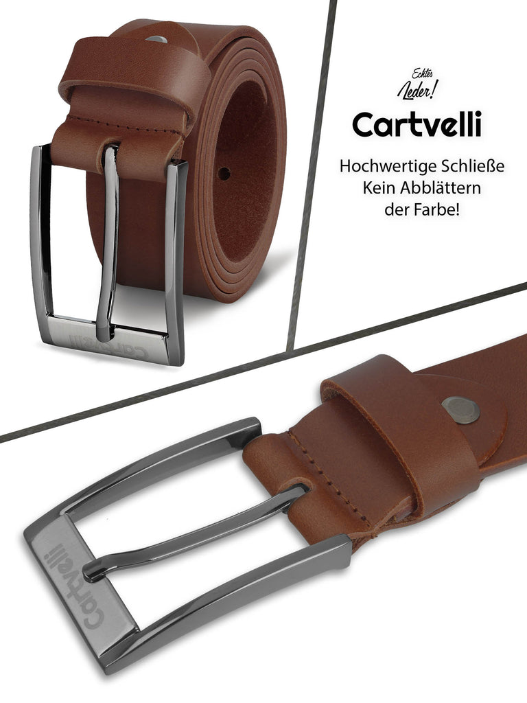 Cartvelli Business - Br Geschenkbox Ledergürtel mit Cognac 35mm Herren