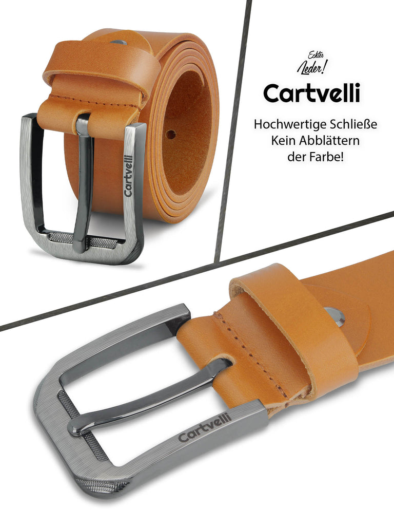 Cartvelli Premium Ledergürtel Herren Cuero Braun 38mm Made in Germany