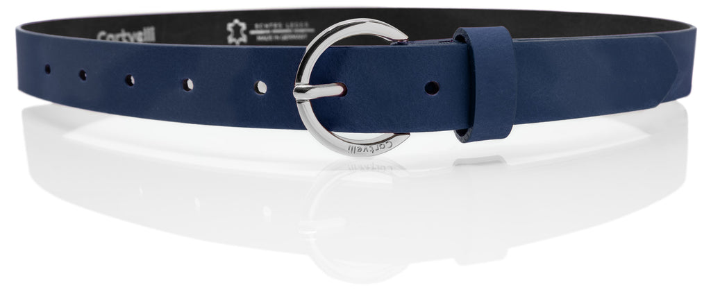 Schließe Silb mit 2,5cm Blau Cartvelli - Ledergürtel Damen Geschenkbox