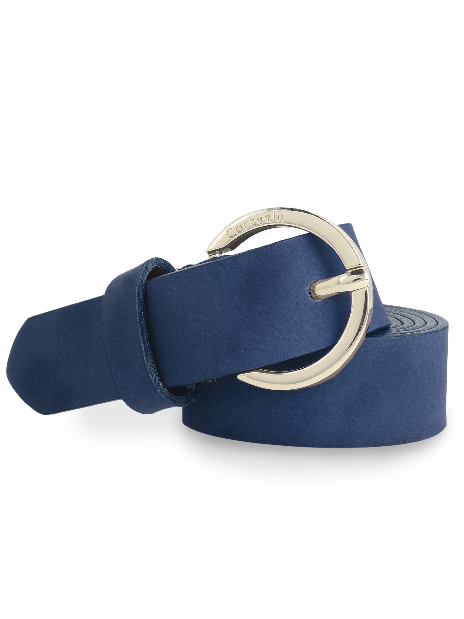 Cartvelli Ledergürtel Damen Blau 2,5cm mit Geschenkbox - Schließe Gold